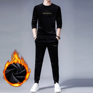 S8351-2钱塘2020-3春节款男士加绒加厚超柔金丝绒套装P150图片