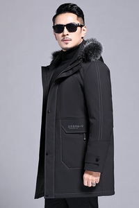B2196钱塘2020-3冬季连帽男士羽绒服90白鸭绒中年内胆可脱卸P340
