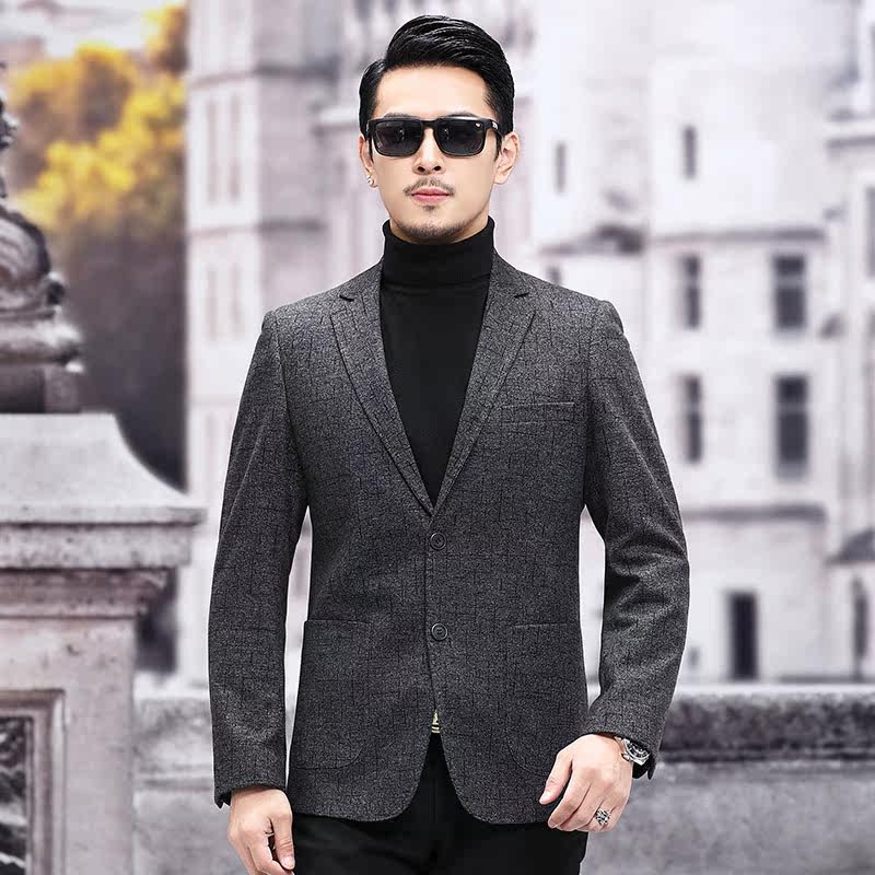 M21827钱塘2020-3秋冬男士帅气男士休闲西服外套修身小西装P145图片
