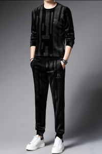 S9860-2钱塘2020-3春节款男士加绒加厚超柔金丝绒套装P150图片