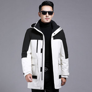 B8622钱塘2020-3冬季连帽男士羽绒服90白鸭绒中长款多口袋P310图片