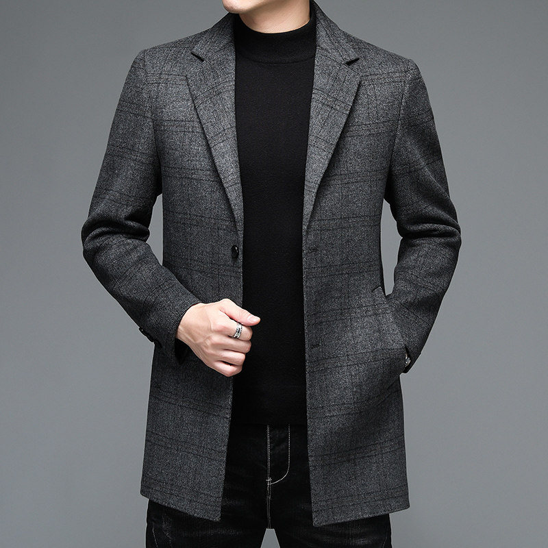 M21228钱塘2020-3冬男士双面呢大衣毛呢外套中长款双面羊毛P330，男装毛呢大衣，钱塘207-3