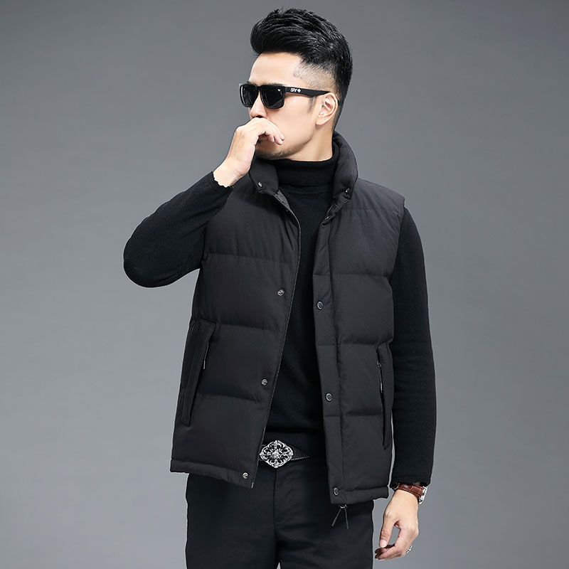 B20132钱塘2020-3冬季男士羽绒服90白鸭绒加厚马甲连帽休闲P175，男装羽绒服，钱塘207-3