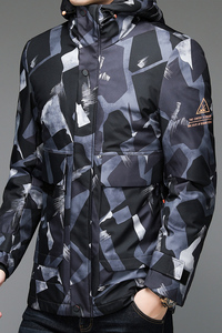 V9381钱塘2020-3冬季羽绒服90鸭绒迷彩连帽男士商务休闲外套P275