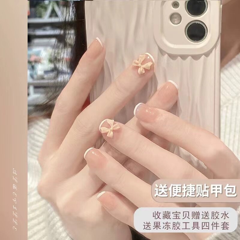 新款儿童美甲穿戴甲女孩6岁7女孩子小学生上学蝴蝶显白中长指甲贴