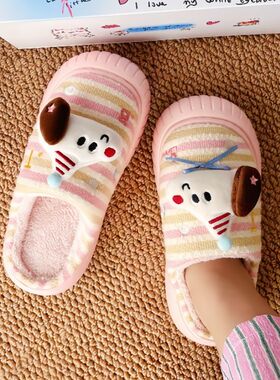 立体卡通可爱5cm厚底增高棉拖鞋女款冬季腊肠狗亲子儿童家居棉拖