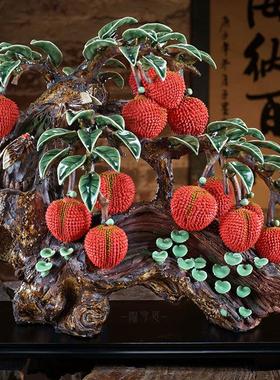 石湾荔枝陶瓷摆件公仔客厅创意饰品餐边柜玄关新中式高端大气开业