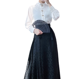 醉雨朵【桂花酒】国风汉元素衬衫立领对襟衬衣日常通勤上四季款