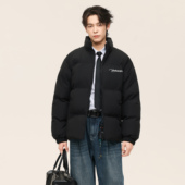 UNKNOWTAL 重叠字体印花棉衣高街简约立领棉服外套国潮牌 冬季