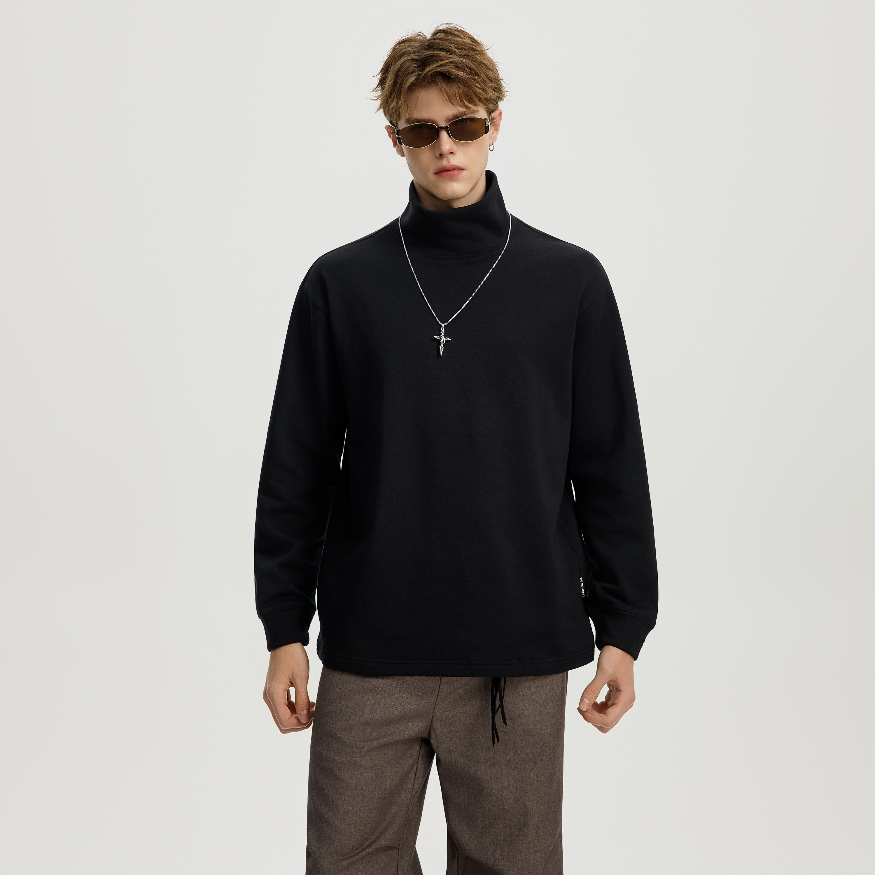 美式复古纯色卫衣男款