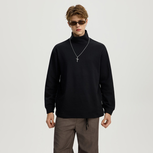 基础休闲宽松落肩百搭长袖 UNKNOWTAL 2025年半高领复古纯色秋冬季