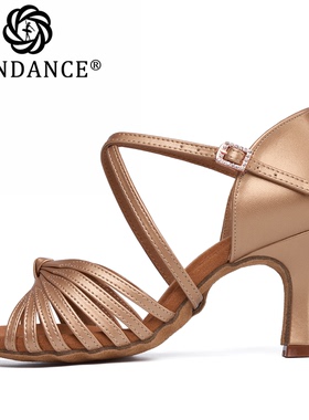 ITENDANCE专业级拉丁舞鞋新款皮面成人女中高跟软底国标恰恰舞鞋