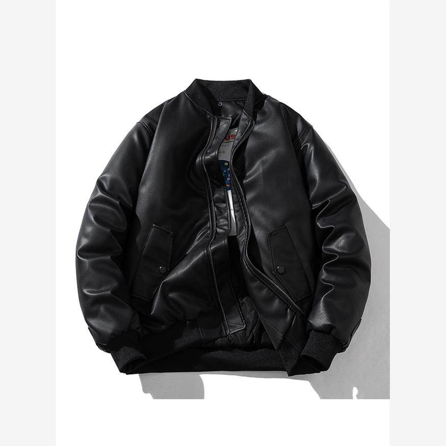香港男士外套韩版机车帅气潮流皮衣冬季加厚棉服立领PU皮夹克棉衣