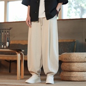 中式 道服裤 亚麻休闲裤 中国风男士 秋季 汉服裤 阔腿裤 棉麻太极灯笼裤