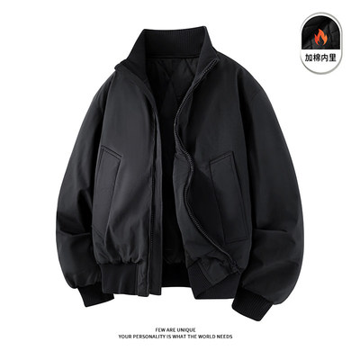 美式bomber飞行员夹克外套男款秋冬cleanfit廓形短款夹棉棒球棉服