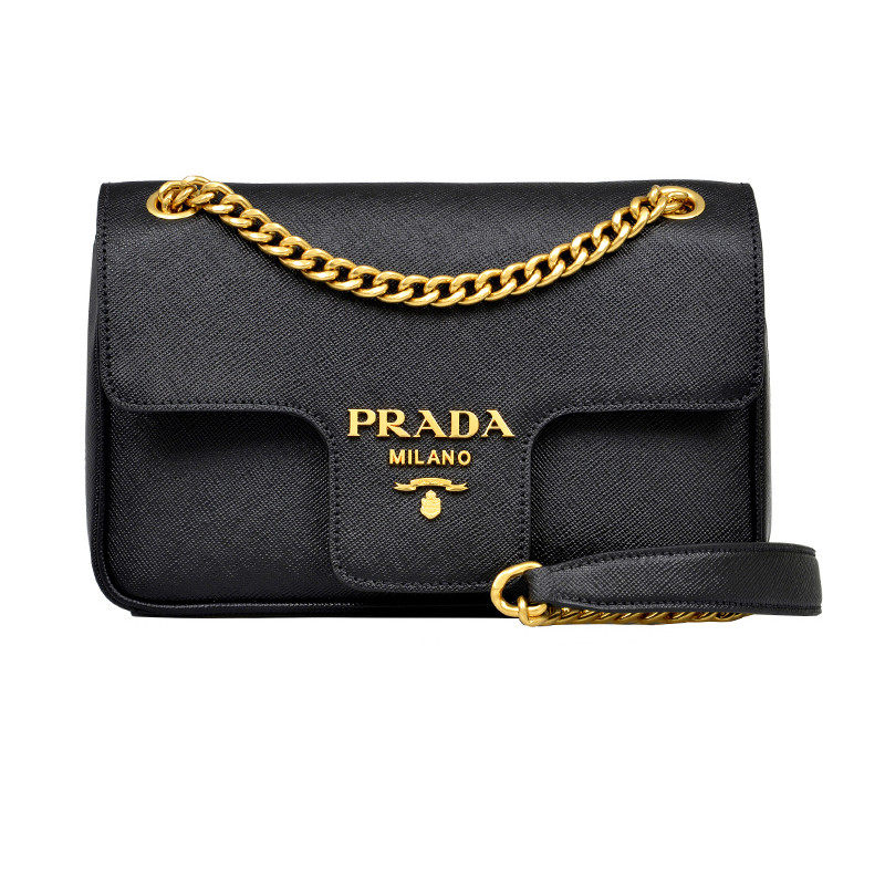 PRADA/普拉达女包链条包新款十字纹牛皮休闲单肩斜跨包 1BD193