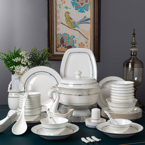 陶弈碗碟套装家用欧式景德镇