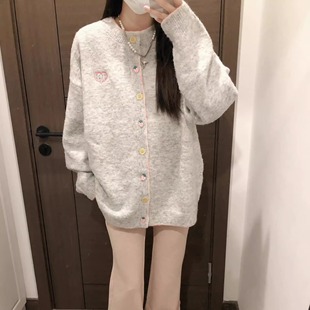 慵懒风软糯毛衣外套宽松上衣 2025新款 学院风针织开衫 女秋冬季 新款