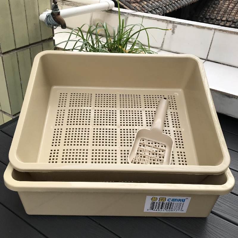 三层猫砂盆松木砂带网格猫厕所大号双层猫沙盆带滤网抽屉猫咪用品