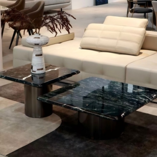 意式 轻奢普拉达绿大理石茶几别墅大平层高端简约设计感茶几组合