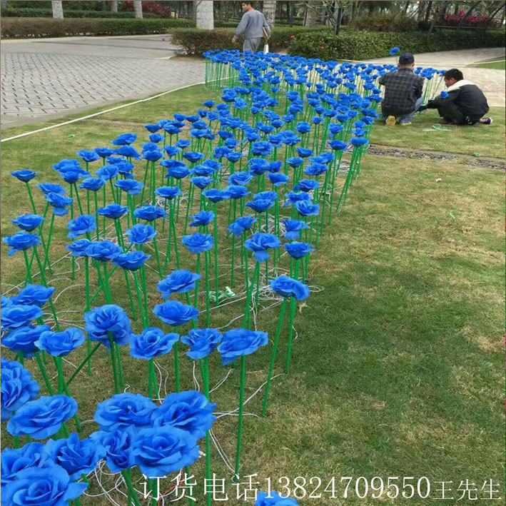 LED仿真玫瑰花海LED郁金香花海防水LED灯海公园插地花楼盘插地花