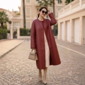 双面穿冬皮草外套长款 大衣极简复古高级感皮毛一体女64502277特卖