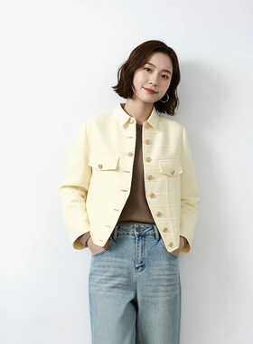 春秋季法式文艺短外套羊毛粉色小香风外套显瘦女Y540C6503