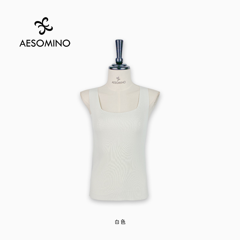 Aesomino/衣莎美诺针织背心白色Y539B2001