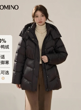 冬羽绒服高蓬保暖收腰连帽羽绒女中长修身显瘦厚拉链外套ARUZ