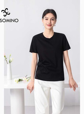 短袖夏季女多色圆领短袖莫兰迪色系柔软丝光棉T恤Y530B2203