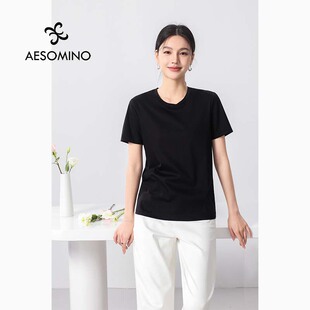 莫兰迪色系柔软丝光棉T恤Y530B2203 女多色圆领短袖 短袖 夏季