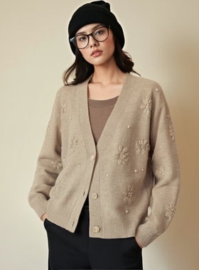 【特卖】衣莎美诺春秋重工刺绣气质毛衣外套开衫内搭女Y397C1782