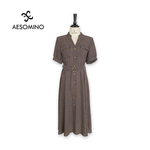 Aesomino/衣莎美诺连衣裙咖啡色Y364BA0790