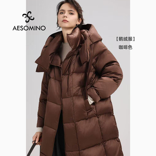 【鹅绒】冬加厚长款保暖外套女BGDY高充绒高蓬90鹅绒磁吸扣羽绒服