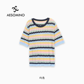 AESOMINO衣莎美诺彩条针织衫 新品 均色Y638B6136
