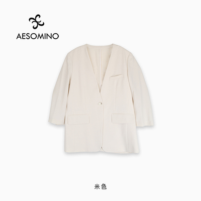 【新品】Aesomino/衣莎美诺春秋西装米色Y332C5025