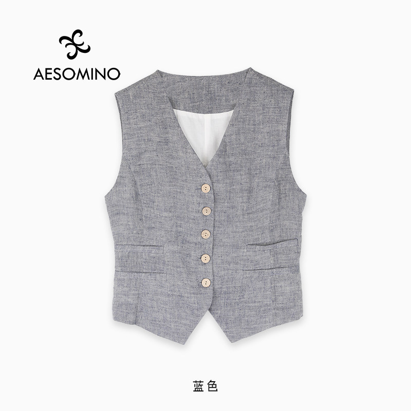 【100亚麻】夏款马甲女外穿新款薄款叠穿马甲背心Y682C181A