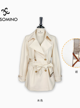 Aesomino/衣莎美诺休闲短款风衣米色Y296C3A30