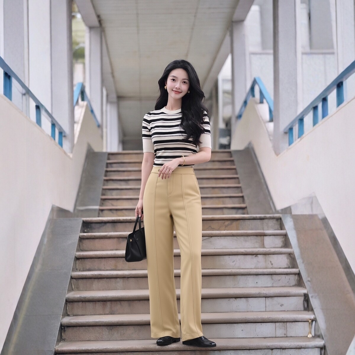 衣莎美诺天丝高腰阔腿休闲裤