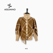 围巾上衣设计款 特卖秋冬短款 拼接外套女时尚 Y593D3800