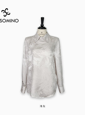 Aesomino/衣莎美诺中式斜门襟衬衣米白Y378C5340