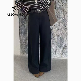 冬加绒阔腿裤女休闲直筒裤高腰百搭宽松加厚长裤子显瘦保暖DARVK