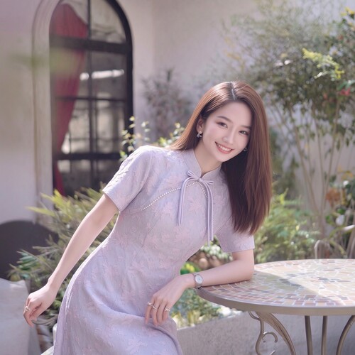 衣莎美诺夏季中式印花旗袍连衣裙