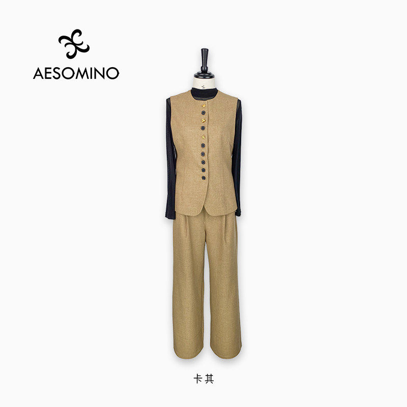 衣莎美诺轻奢气质春秋三件套时尚马夹套装女西装马甲Y364CA001