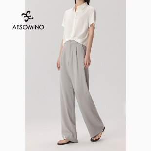 垂感防晒Y530B4861 拖地裤 高腰凉感阔腿休闲裤 女春夏空气裤