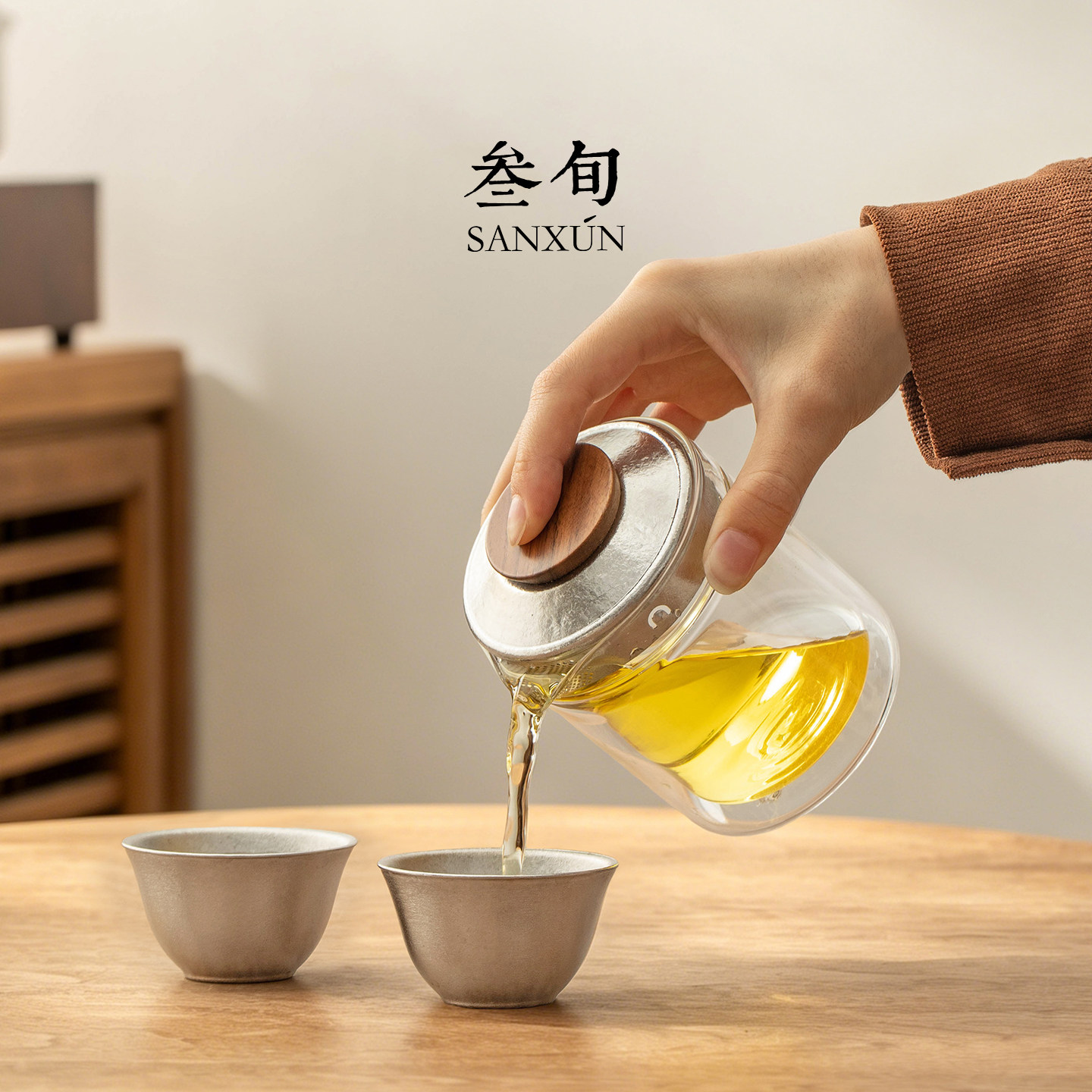 叁旬钛境纯钛手抓壶便携茶壶旅行茶具套装露营随身一人饮功夫茶具