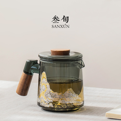 叁旬千里江山泡茶壶玻璃