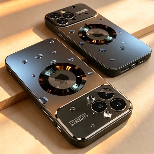 适用苹果17proamx手机壳iPhone18pro新款15pm透明16pro磨砂玻璃情侣女14plus高级13金属感磁吸镜头全包防摔男