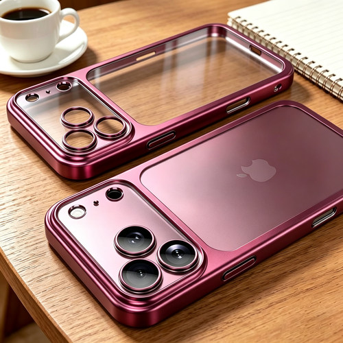 适用樱桃红苹果18promax手机壳iPhone17pro透明磨砂16pm硬壳15pm保护套14全包防摔13男女新款高级感带镜头膜