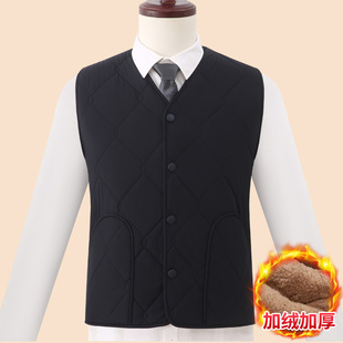 秋冬款中老年棉马甲爸爸装加绒加厚保暖坎肩老头背心爷爷居家马夹